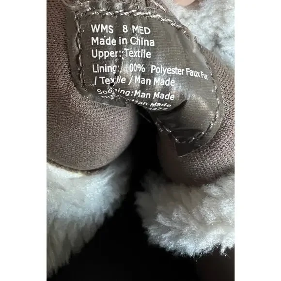 Juicy Couture Taupe Faux Suede Sherpa Lined Side Zip Wedge Heel Mid Calf Boots 8 - Picture 11 of 11